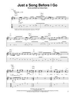 page one of Just A Song Before I Go (Guitar Tab (Single Guitar))