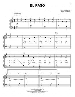 page one of El Paso (Easy Piano)