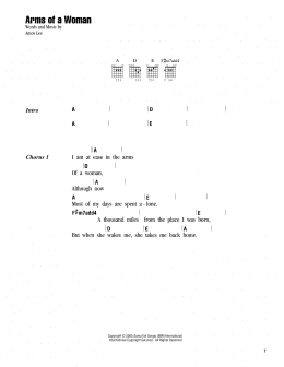 page one of Arms Of A Woman (Guitar Chords/Lyrics)