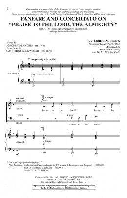 page one of Praise To The Lord, The Almighty (Choir)