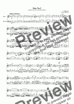 page one of Beethoven Duo No. 3 for Oboe and Bassoon