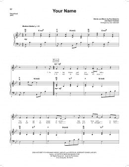 page one of Your Name (Piano & Vocal)