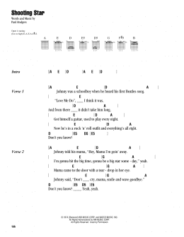 page one of Shooting Star (Guitar Chords/Lyrics)