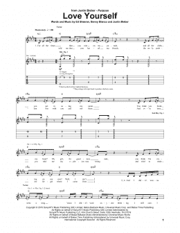 page one of Love Yourself (Guitar Tab)