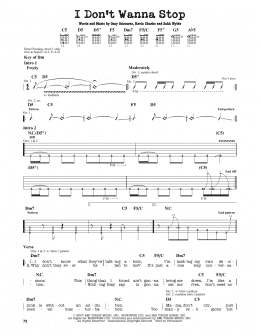 page one of I Don't Wanna Stop (Guitar Lead Sheet)