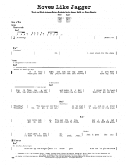 page one of Moves Like Jagger (feat. Christina Aguilera) (Guitar Lead Sheet)