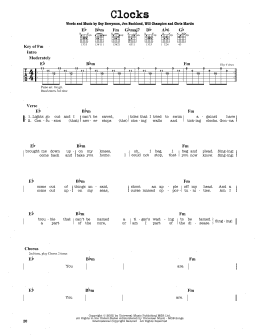 page one of Clocks (Guitar Lead Sheet)