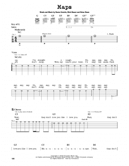 page one of Maps (Guitar Lead Sheet)