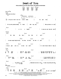 page one of Best Of You (Guitar Lead Sheet)