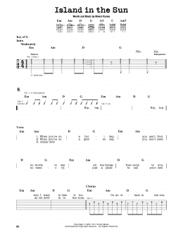 page one of Island In The Sun (Guitar Lead Sheet)