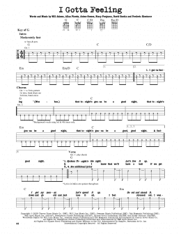 page one of I Gotta Feeling (Guitar Lead Sheet)