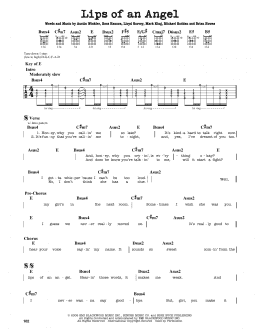 page one of Lips Of An Angel (Guitar Lead Sheet)