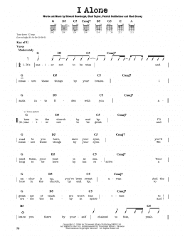 page one of I Alone (Guitar Lead Sheet)