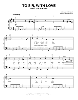 page one of To Sir, With Love (Easy Piano)