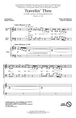 page one of Travelin' Thru (SATB Choir)