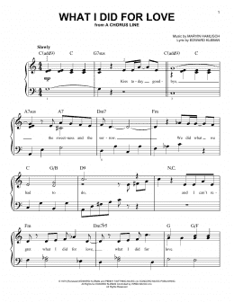page one of What I Did For Love (Very Easy Piano)