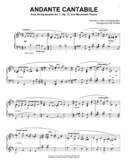 page one of Andante Cantabile (arr. Lee Evans) (Piano Solo)