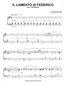 page one of ll lamento di Federico (arr. Lee Evans) (Piano Solo)