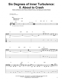 page one of Six Degrees Of Inner Turbulence: II. About To Crash (Bass Guitar Tab)