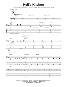page one of Hell's Kitchen (Bass Guitar Tab)