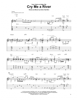 page one of Cry Me A River (Solo Guitar)