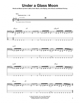 page one of Under A Glass Moon (Bass Guitar Tab)