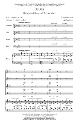 page one of Glory (With Joyful Song And Tender Mirth) (SATB Choir)