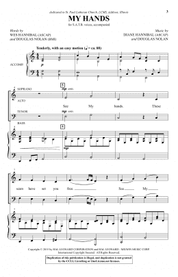 page one of My Hands (SATB Choir)