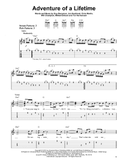 page one of Adventure Of A Lifetime (Easy Guitar Tab)