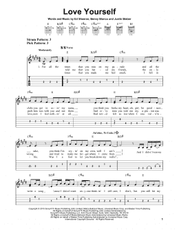 page one of Love Yourself (Easy Guitar Tab)