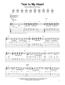 page one of Tear In My Heart (Easy Guitar Tab)