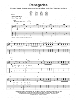 page one of Renegades (Easy Guitar Tab)