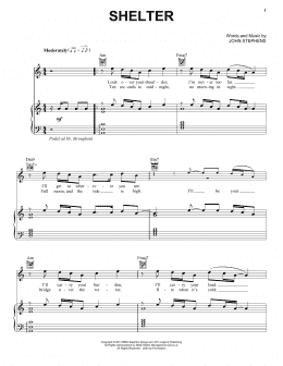 page one of Shelter (Piano, Vocal & Guitar Chords (Right-Hand Melody))