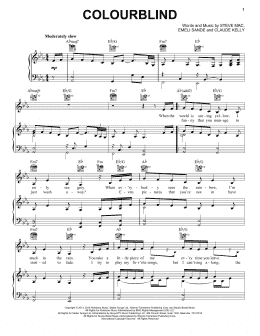 page one of Colourblind (Piano, Vocal & Guitar Chords (Right-Hand Melody))