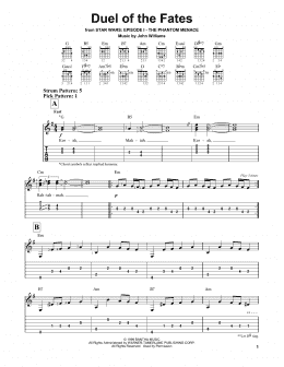page one of Duel Of The Fates (from Star Wars: The Phantom Menace) (Easy Guitar Tab)