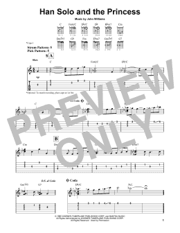 page one of Han Solo And The Princess (from Star Wars: Episode V - The Empire Strikes Back) (Easy Guitar Tab)