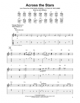 page one of Across The Stars (from Star Wars: Attack of the Clones) (Easy Guitar Tab)