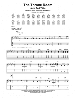 page one of Throne Room and End Title (from Star Wars: A New Hope) (Easy Guitar Tab)