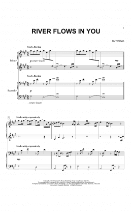 page one of River Flows In You (Piano Duet)