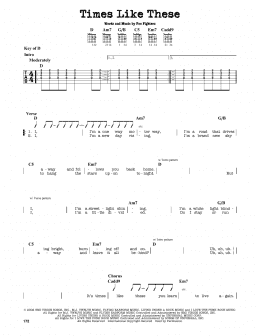 page one of Times Like These (Guitar Lead Sheet)