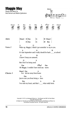 page one of Maggie May (Ukulele Chords/Lyrics)