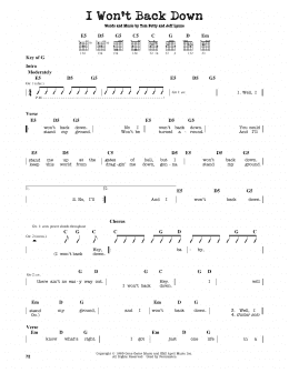 page one of I Won't Back Down (Guitar Lead Sheet)