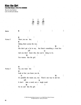 page one of Kiss The Girl (from The Little Mermaid) (Ukulele Chords/Lyrics)