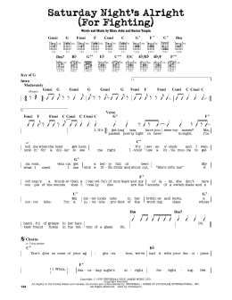 page one of Saturday Night's Alright (For Fighting) (Guitar Lead Sheet)