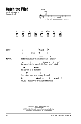page one of Catch The Wind (Ukulele Chords/Lyrics)