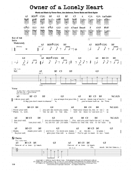 page one of Owner Of A Lonely Heart (Guitar Lead Sheet)