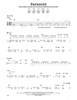 page one of Paranoid (Guitar Lead Sheet)