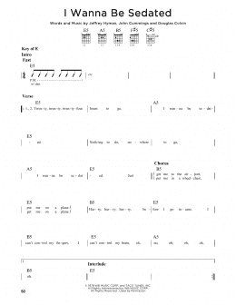 page one of I Wanna Be Sedated (Guitar Lead Sheet)