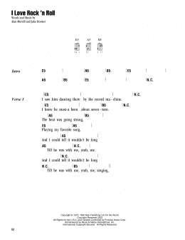page one of I Love Rock 'N Roll (Ukulele Chords/Lyrics)