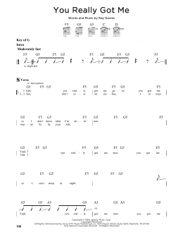 page one of You Really Got Me (Guitar Lead Sheet)